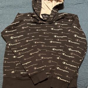 Champion Black and White Kids Logo Hoodie